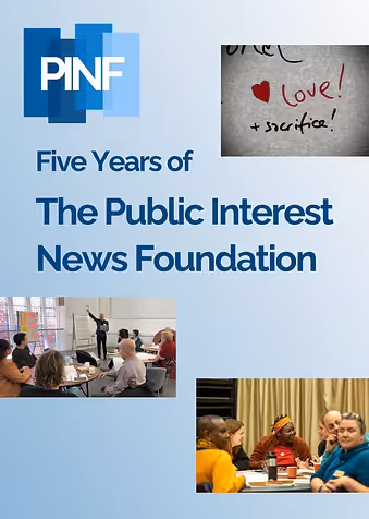 The frontpage of the "Five Years of PINF" report