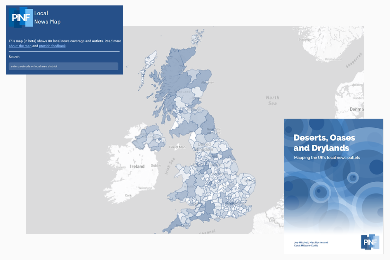 A screenshot of the Local News Map and the Local News Map Report.