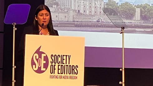 Lisa Nandy speaking at the Society of Editors conference to unveil the strategy this afternoon
