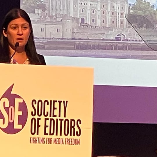 Lisa Nandy speaking at the Society of Editors conference to unveil the strategy this afternoon